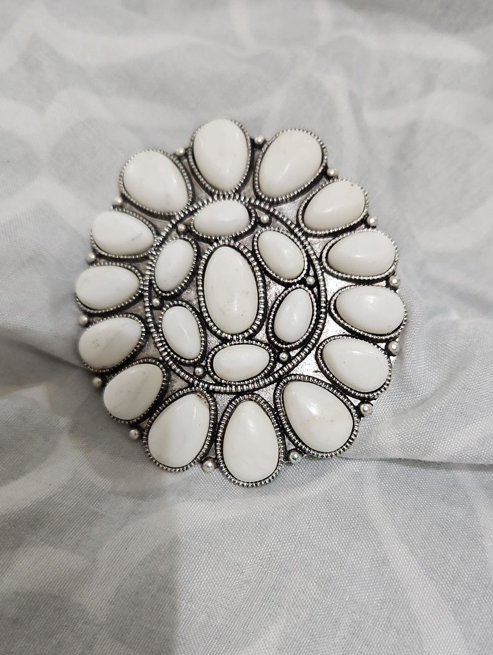 White Stone Floral Cluster Ring- Women Jewelry